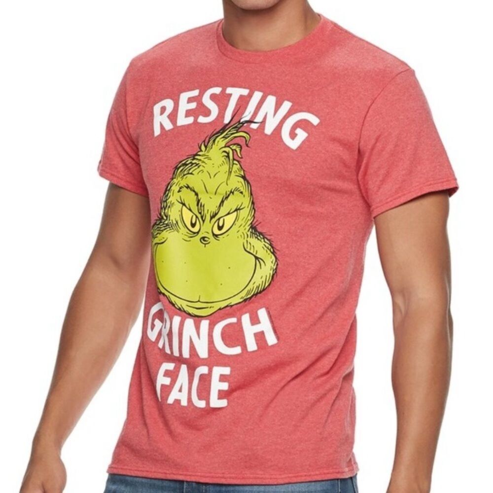 Kohl's Red Grinch Graphic T-Shirt Resting Grinch Face NEW XL